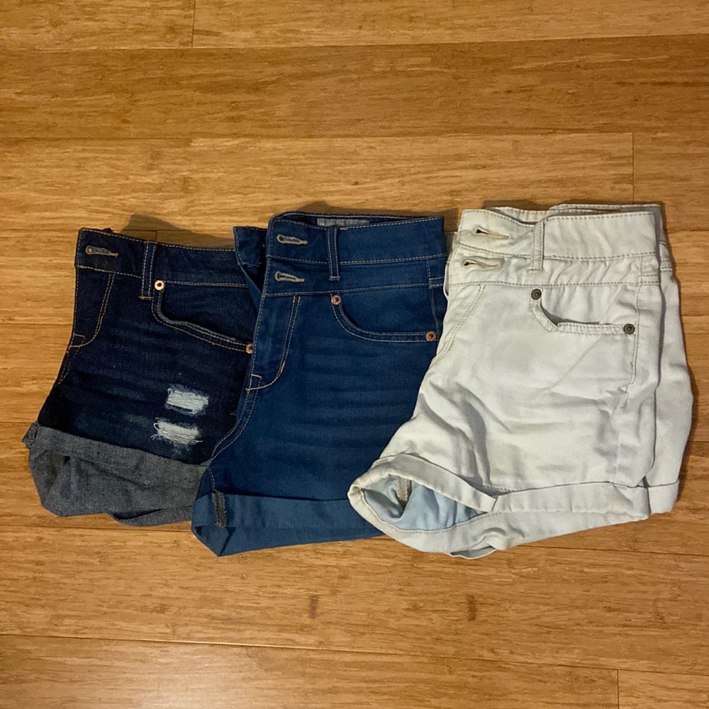 Three pairs of Aeropostale jean shorts